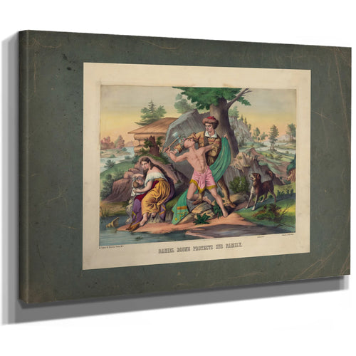 Daniel Boone Protects His Family 1874 — Stretched Canvas Print | Bella Frye