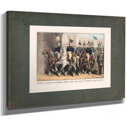General Scotts Victorious Entry Into the City of Mexico Sept 14th 1847 1847 — Stretched Canvas Print | Bella Frye