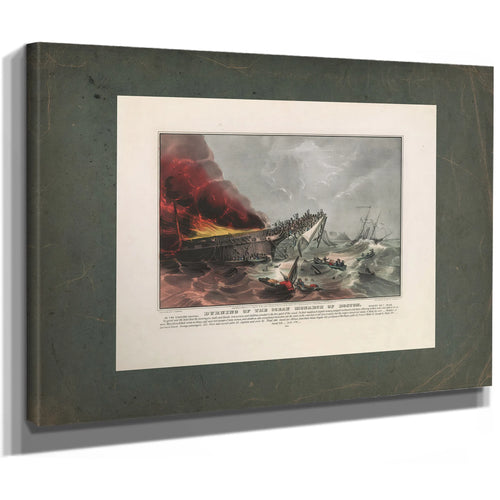 Burning of the Ocean Monarch of Boston in the English Channel August 24th 18 — Stretched Canvas Print | Bella Frye