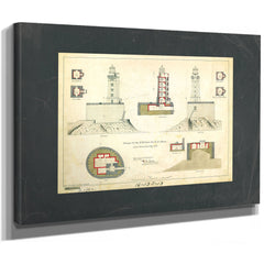 St. George Reef Lighthouse Architectural Plans the Impossible Light Station Blueprint — Stretched Canvas Print | Bella Frye