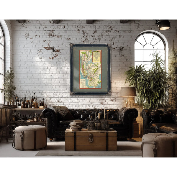 The Underground Arteries New York City Transit Map — Framed Wall Art Room View | Bella Frye