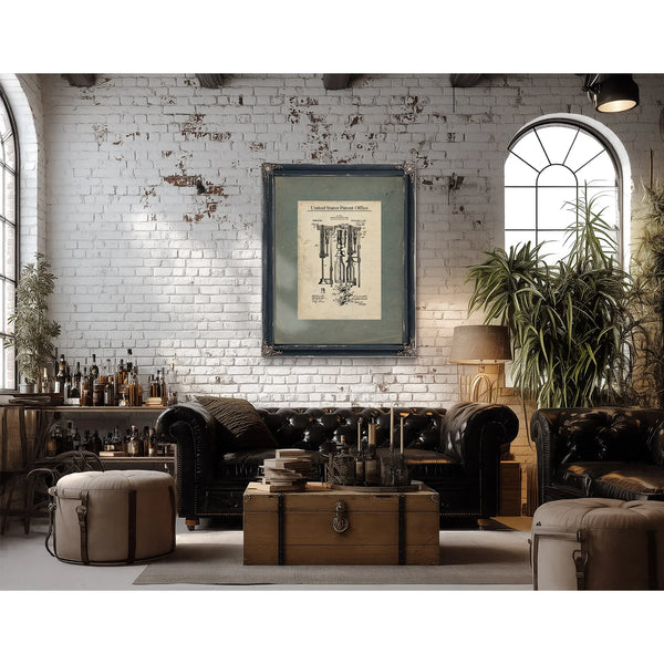 The Gull Beer Bottling Apparatus Patent Print — Framed Wall Art Room View | Bella Frye