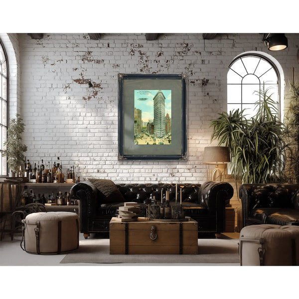 The Iron Sentinel Manhattans Wedge of Progress — Framed Wall Art Room View | Bella Frye