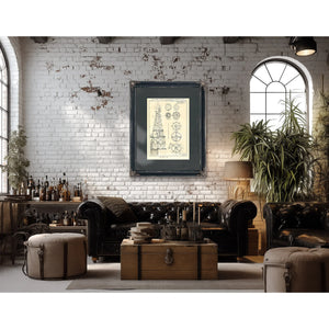 The Iron Sentinels of Trinity Shoal — Lighthouse Engineering Blueprint — Framed Wall Art Room View | Bella Frye