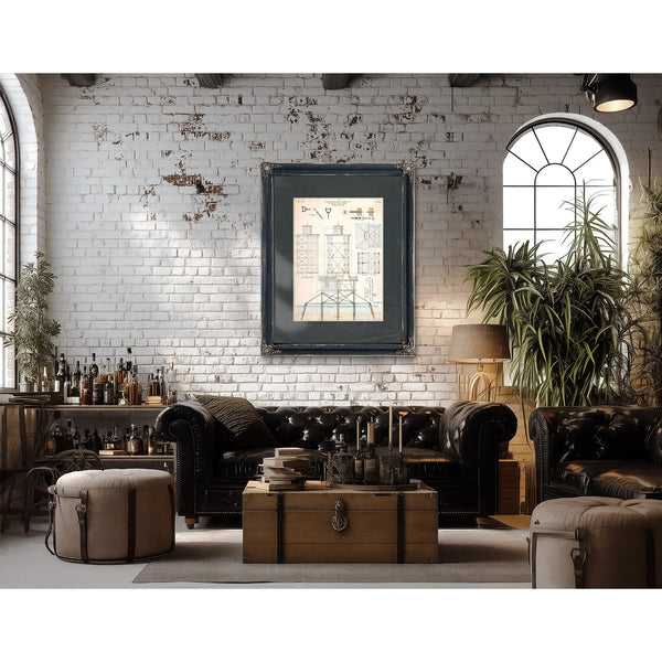 The Keepers Skeleton Brewerton Channel Lighthouse Blueprint — Framed Wall Art Room View | Bella Frye