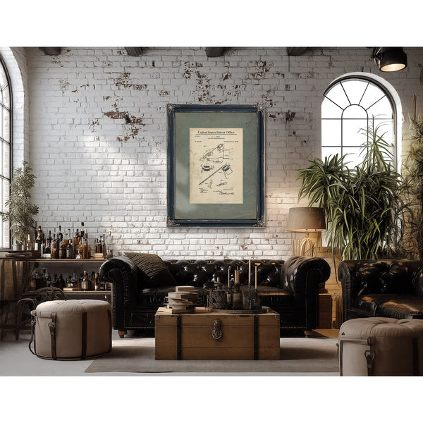 The Tattooists Instrument Patent of the Electric Perforating Pen — Framed Wall Art Room View | Bella Frye
