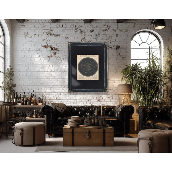 The Clockwork Heavens — Reynolds' Transparent Solar System — Framed Wall Art Room View | Bella Frye