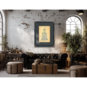 The Keepers Vigil Hooper Island Lighthouse Blueprint — Framed Wall Art Room View | Bella Frye