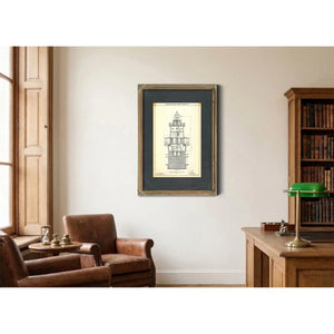 The Keepers Vigil Rockland Lake Lighthouse Blueprint — Framed Wall Art Room View | Bella Frye