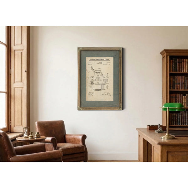 The Barbers Throne Patent Blueprint of Victorian Grooming — Framed Wall Art Room View | Bella Frye