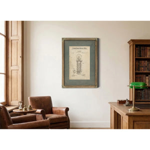 The Bloodletters Beacon Barber Pole Patent Blueprint — Framed Wall Art Room View | Bella Frye