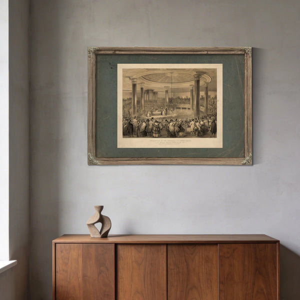 Distribution of the American Art Union Prizes at the Tabernacle Broadway New — Framed Wall Art Room View | Bella Frye