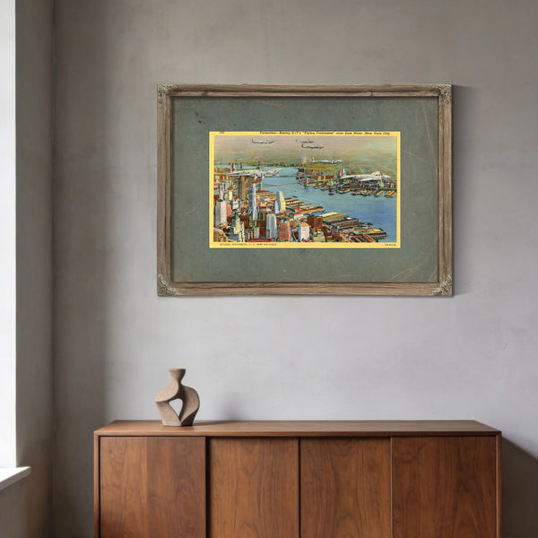 Steel Wings Over Manhattan Vintage Military Aviation Print — Framed Wall Art Room View | Bella Frye