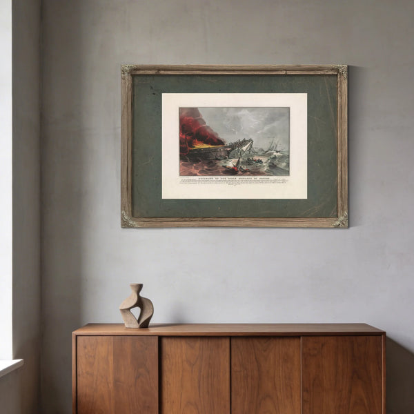 Burning of the Ocean Monarch of Boston in the English Channel August 24th 18 — Framed Wall Art Room View | Bella Frye