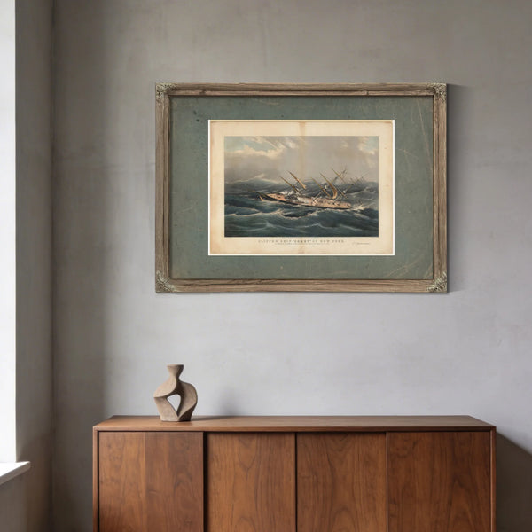 Clipper Ship Comet of New York in a Hurricane off Bermuda on her Voyage from — Framed Wall Art Room View | Bella Frye