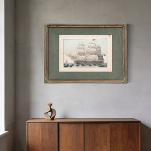 US. Ship of the Line Pennsylvania 140 Guns  Currier Lithograph — Framed Wall Art Room View | Bella Frye