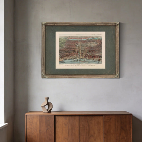 Birds Eye View of Philadelphia 1875 — Framed Wall Art Room View | Bella Frye