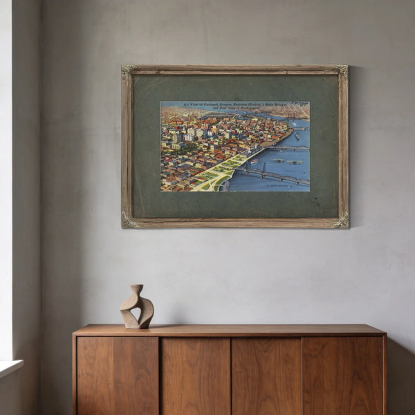 Air View Of Portland Oregon Business District 5 Main Bridges And East Side — vintage wall art by Bella Frye