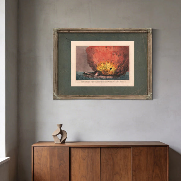 Destruction of the Rebel Monster Merrimac Off Craney Island May 11th 1862 18 — Framed Wall Art Room View | Bella Frye