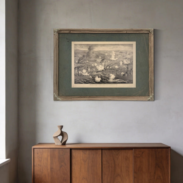 Destruction of Admiral Cerveras Spanish Fleet Off Santiago De Cube 1898 — Framed Wall Art Room View | Bella Frye