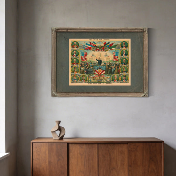 All United for Liberty! 1917 — Framed Wall Art Room View | Bella Frye