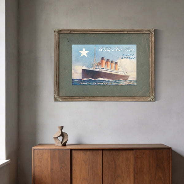 White Star Line Olympic and Titanic Promotional Brochure Cover — Framed Wall Art Room View | Bella Frye