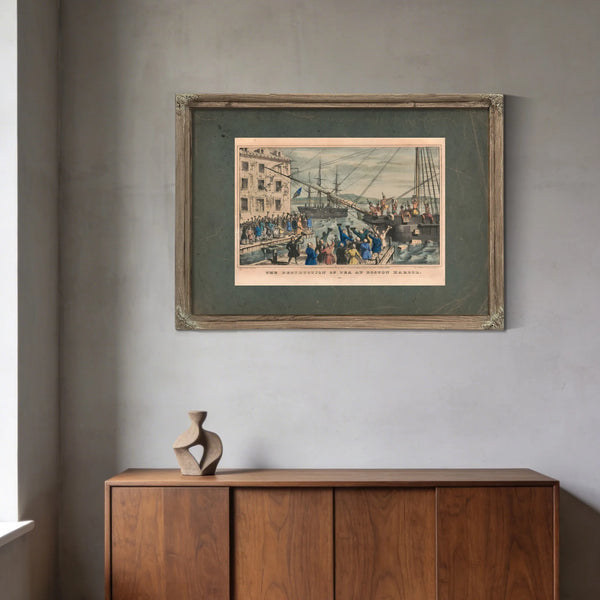 Destruction of Tea at Boston Harbor 1846 — Framed Wall Art Room View | Bella Frye