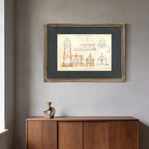 The Cape Blanco Light Station Blueprint Guardian of the Oregon Coast — Framed Wall Art Room View | Bella Frye