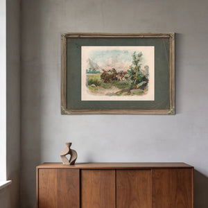 Buffalo Hunt in the Wild West 1897 — Framed Wall Art Room View | Bella Frye
