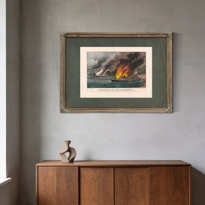 Destruction of the Rebel Ram Arkansas_ by the United States Gunboat Essex on — Framed Wall Art Room View | Bella Frye