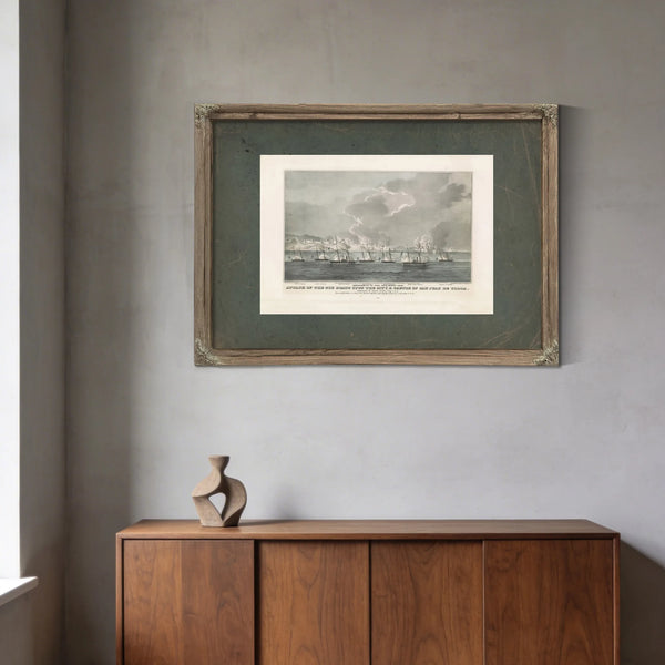 Attack of the Gun Boats Upon the City Castle of San Juan De Ulloa Bombardme — Framed Wall Art Room View | Bella Frye