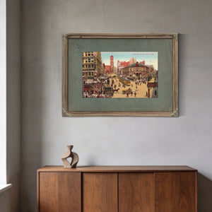 The Crossroads of Commerce Herald Squares Gilded Chaos — Framed Wall Art Room View | Bella Frye
