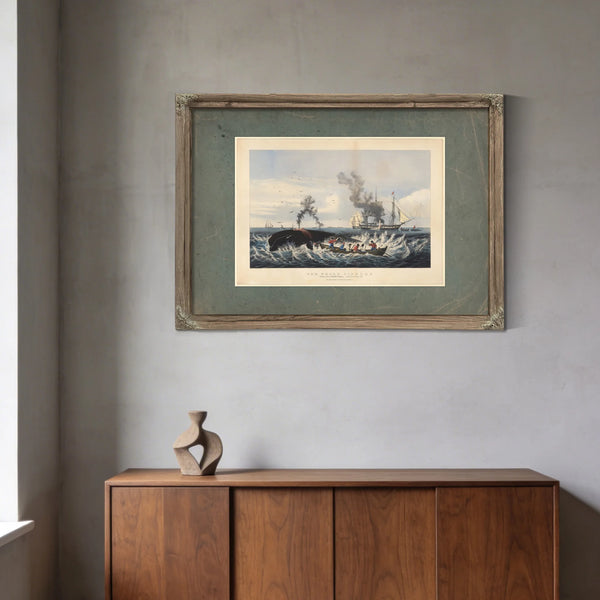 The Whale Fishery Attacking a Right Whale and Cutting In — Framed Wall Art Room View | Bella Frye
