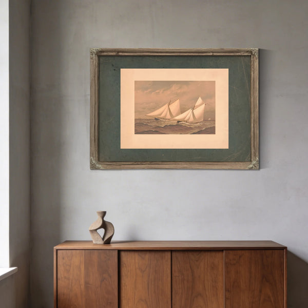 American Yachts Extra Plate for the Americas Cup 1885 Near the Finish Purtia — Framed Wall Art Room View | Bella Frye