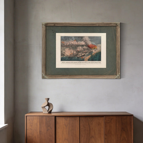 Admiral Farraguts Fleet Engaging the Rebel Batteries at Port Hudson March 14t