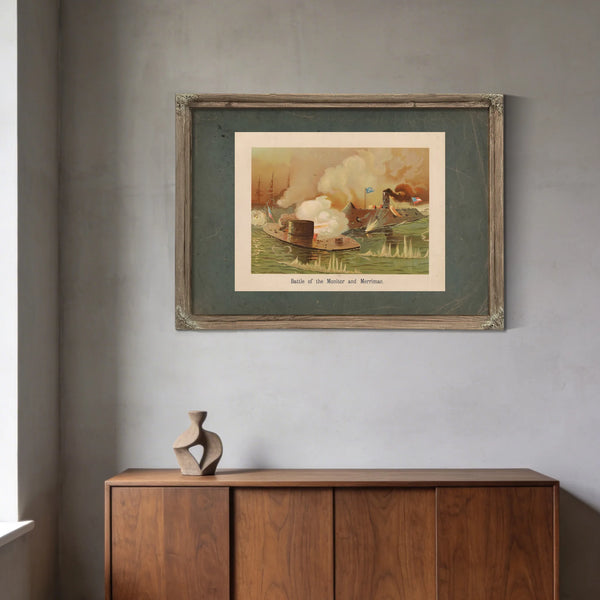 Battle of the Monitor and Merrimac 1889 — Framed Wall Art Room View | Bella Frye