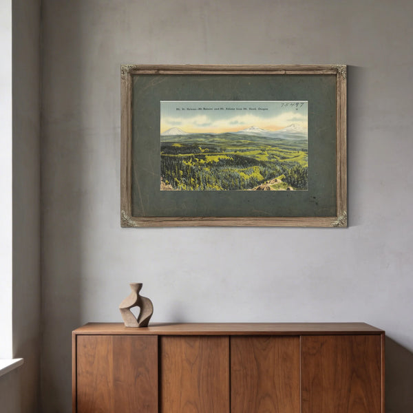 Mt St Helens Mt Rainier And Mt Adams From Mt Hood Oregon — vintage wall art by Bella Frye