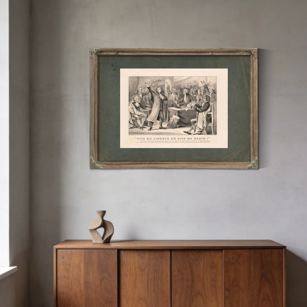 Give Me Liberty or Give Me Death! Patrick Henry Delivering His Great Speech on — Framed Wall Art Room View | Bella Frye