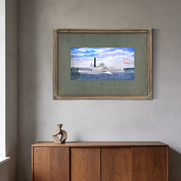 Steamboat Shady Side Hudson River Sidewheel Passenger Steamer — Framed Wall Art Room View | Bella Frye