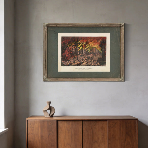 Chicago in Flames Scene at Randolph Street Bridge 1872 1874 — Framed Wall Art Room View | Bella Frye