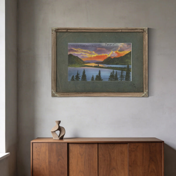Sunset On The Columbia Portland Oregon — vintage wall art by Bella Frye