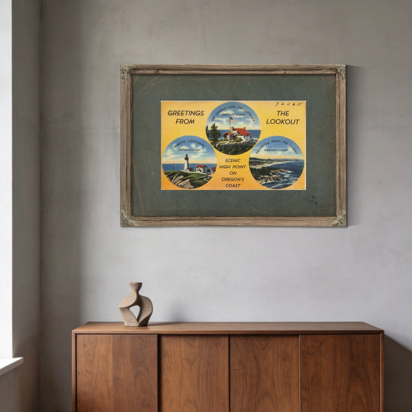 Greetings From The Lookout Scenic High Point On Oregon's Coast — vintage wall art by Bella Frye