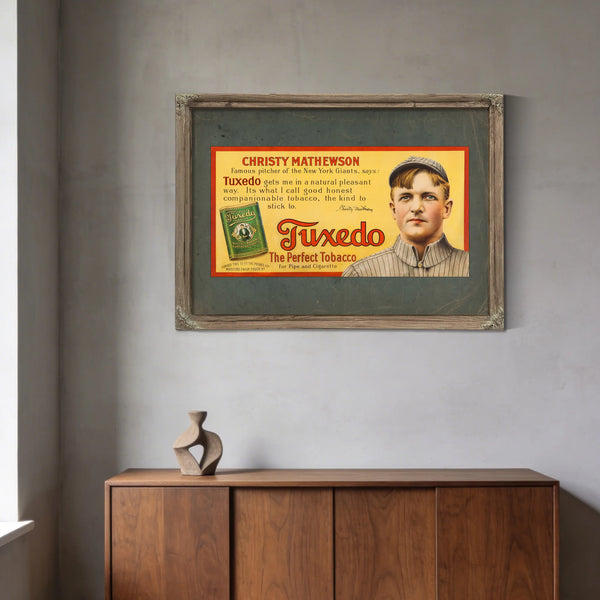 Christy Mathewson Tuxedo Tobacco Trolley Car Advertising Sign 2 — Framed Wall Art Room View | Bella Frye