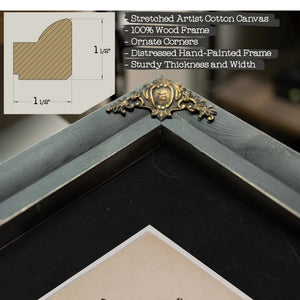 Brewster Co Annual Exhibition of Carriages — Verdigris Framed Canvas Print | Bella Frye