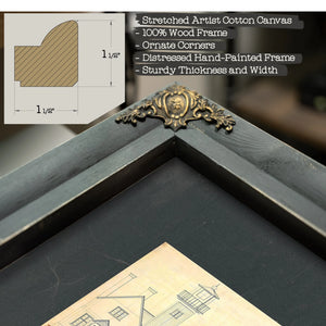 The Keepers Blueprint Leading Point Light Station Plans — Framed Wall Art Room View | Bella Frye