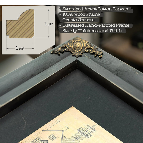 The Keepers Blueprint Leading Point Light Station Plans — Framed Wall Art Room View | Bella Frye