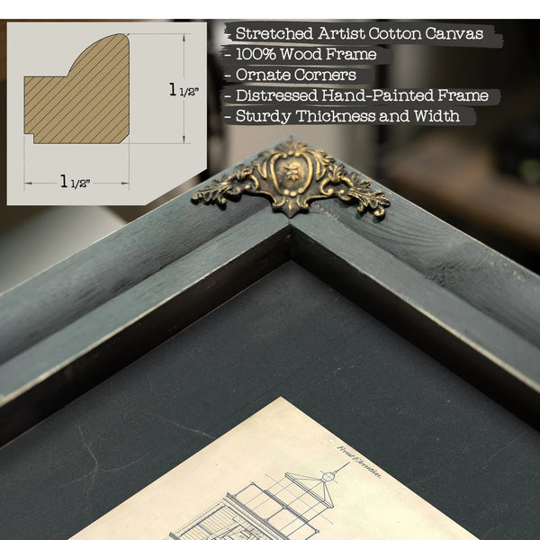 The Keepers Blueprint Fort Carroll Light Station Technical Drawings — Framed Wall Art Room View | Bella Frye
