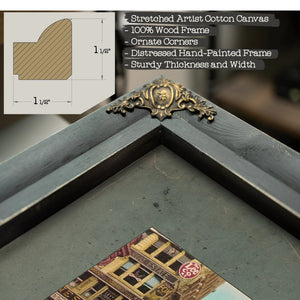 The Crossroads of Commerce Herald Squares Gilded Chaos — Framed Wall Art Room View | Bella Frye