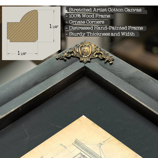The Keepers Blueprint Baltimore Harbor Light Station Plans of 1885 — Framed Wall Art Room View | Bella Frye