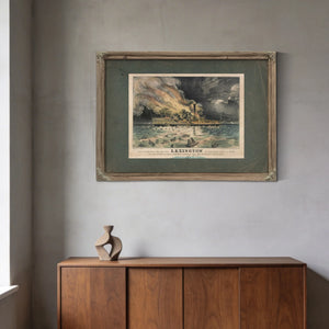 Awful Conflagration of the Steam Boat Lexington in Long Island Sound on Mond — Framed Wall Art Room View | Bella Frye